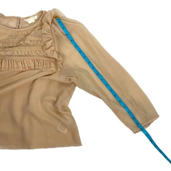 H&M Women’s Long Sleeve Peasant Top With Front Ruffle Detail - Picture 10 of 16